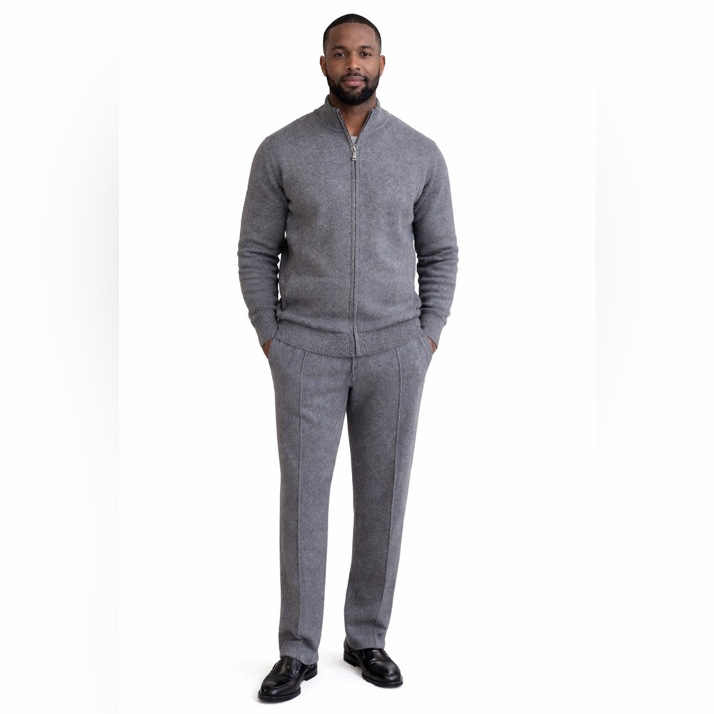 Men's Grey Wool Ribbed Set